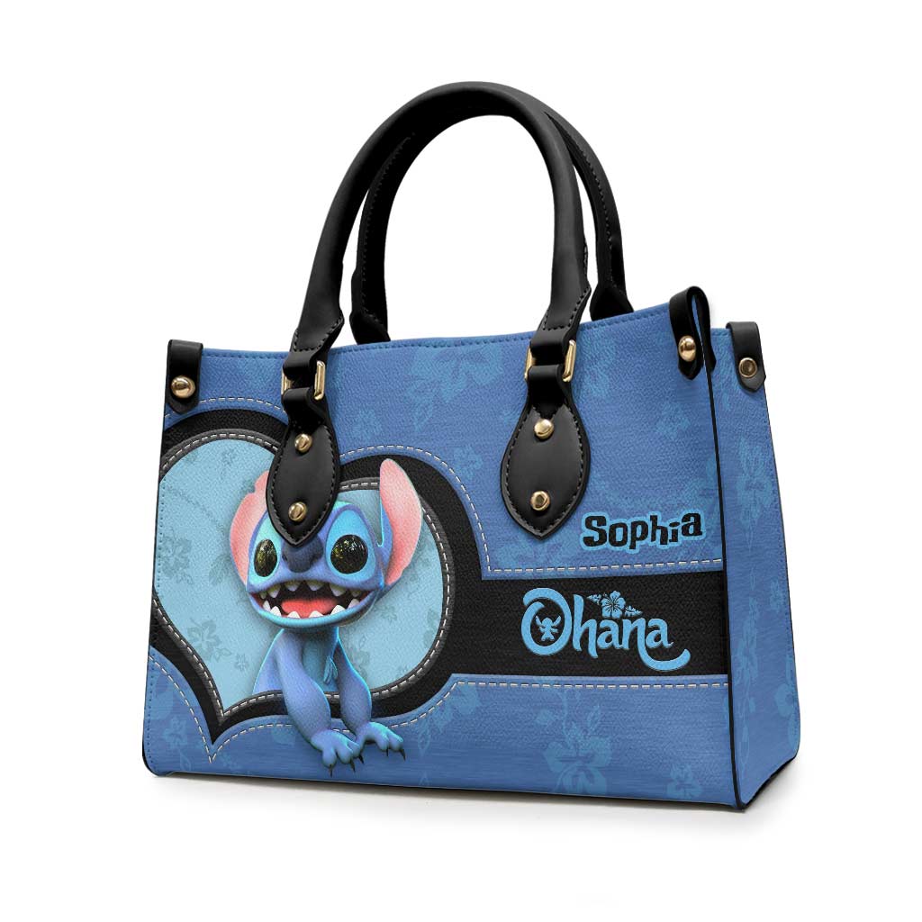 Personalized Leather Handbag Custom Name Ohana Gift for Mom