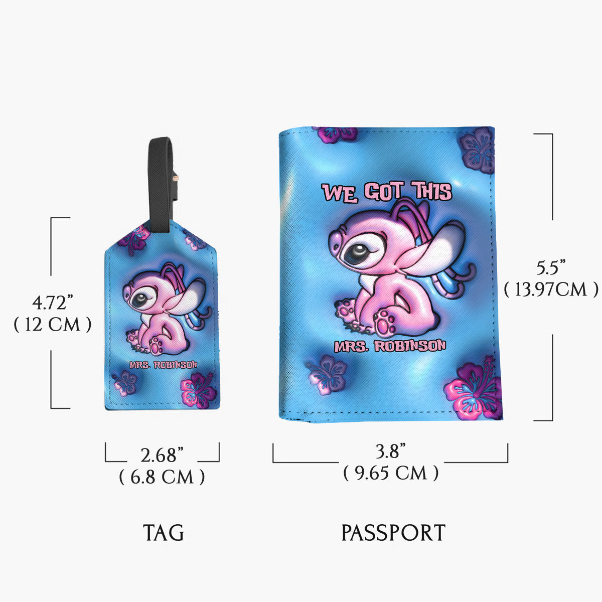 Personalized Leather Luggage Tag & Passport Holder Gift for Mrs
