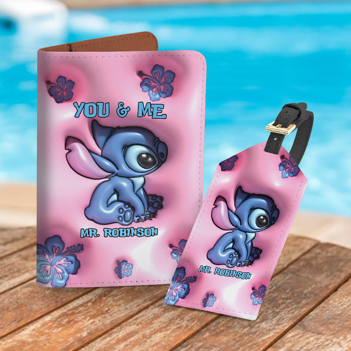 Personalized Leather Luggage Tag & Passport Holder Gift for Mrs