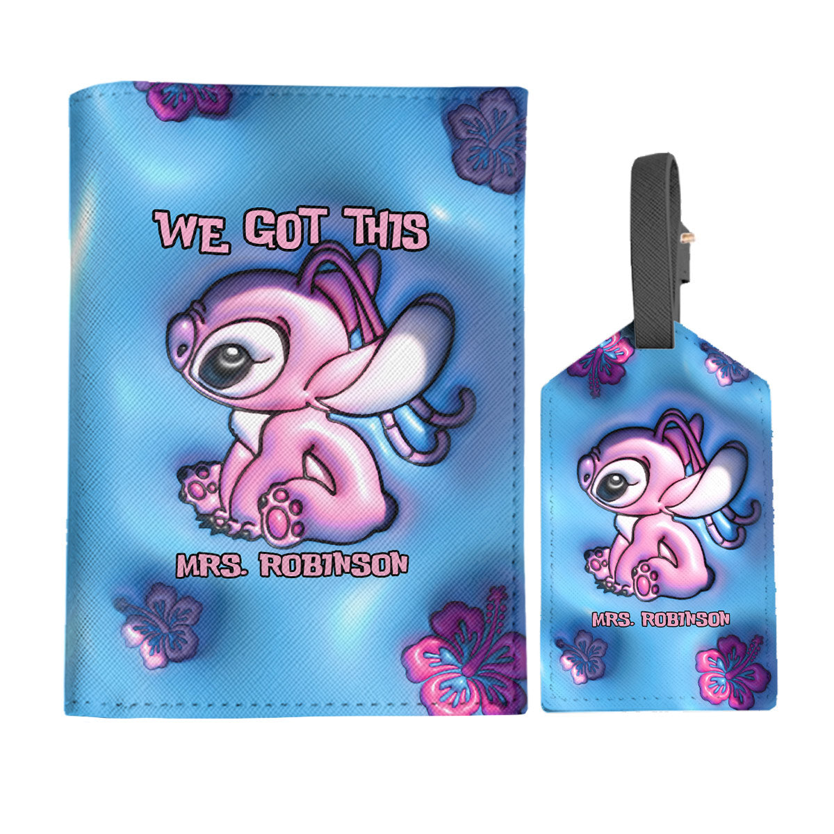 Personalized Leather Luggage Tag & Passport Holder Gift for Mrs