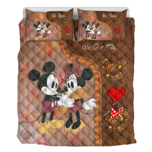 Load image into Gallery viewer, Personalized Mouse Quilt Set Custom Name Fall Gift for Couples
