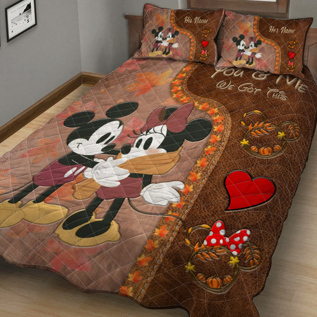 Personalized Mouse Quilt Set Custom Name Fall Gift for Couples