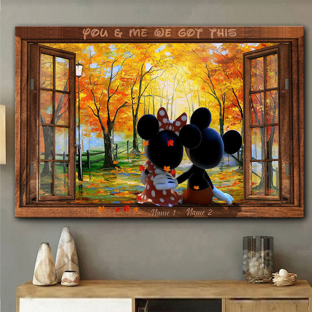 Personalized Mickey Mouse Canvas Art Custom Names Gift for Couples