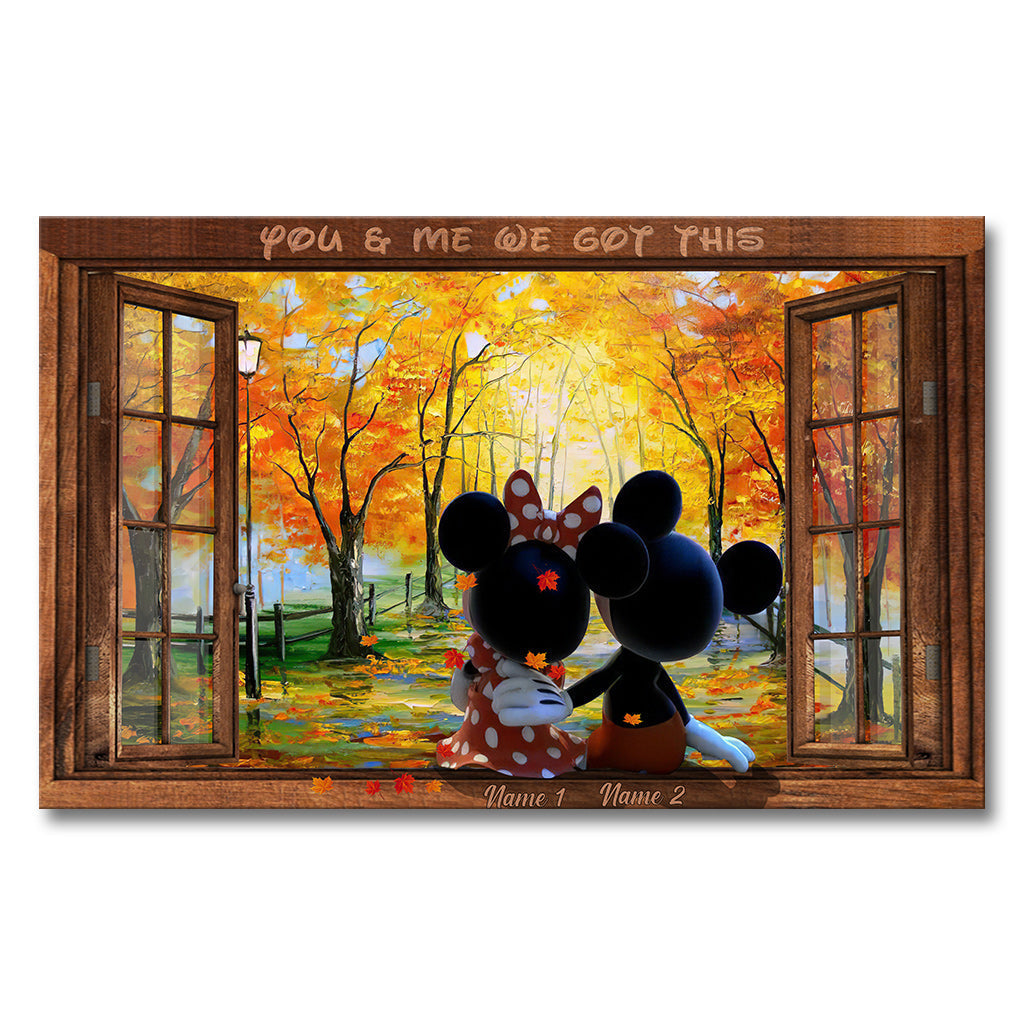 Personalized Mickey Mouse Canvas Art Custom Names Gift for Couples