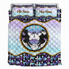 Load image into Gallery viewer, Personalized Mouse Quilt Set Custom Names Gift for Couples
