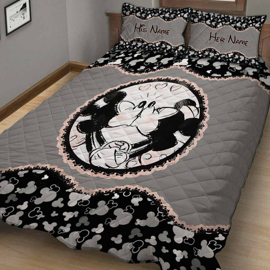 Personalized Mouse Ears Quilt Set Custom Couple Gift