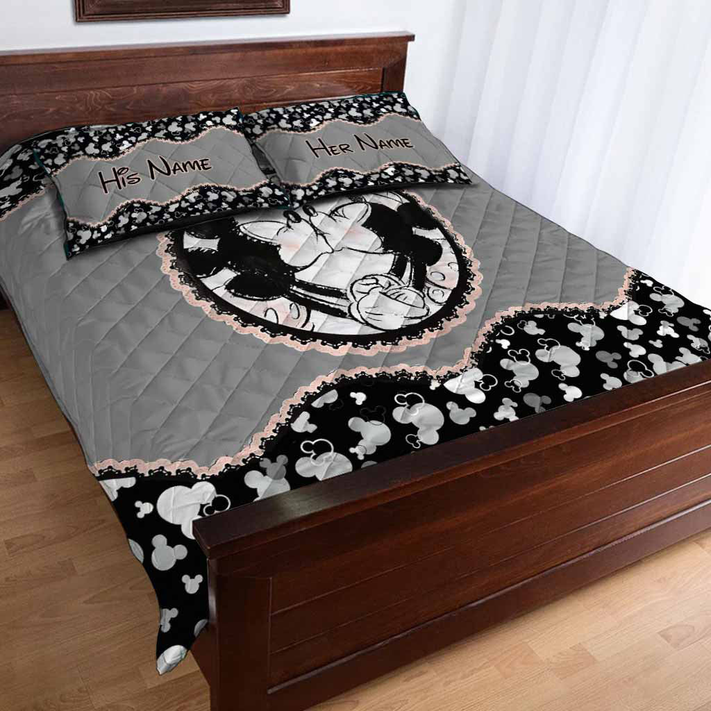 Personalized Mouse Ears Quilt Set Custom Couple Gift