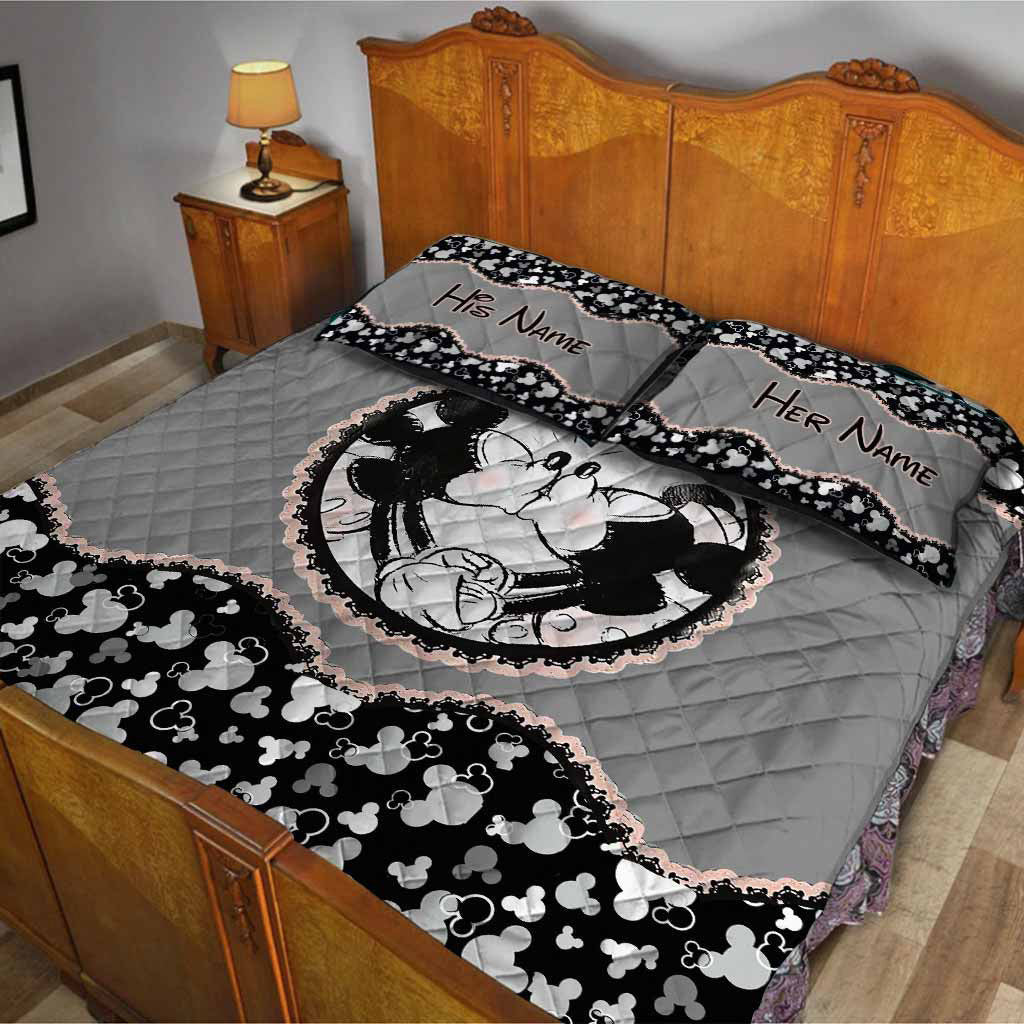 Personalized Mouse Ears Quilt Set Custom Couple Gift
