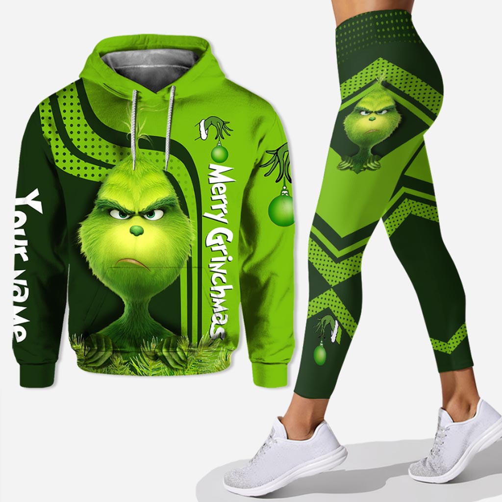Personalized Grinch Hoodie and Leggings Custom Name Christmas Gift