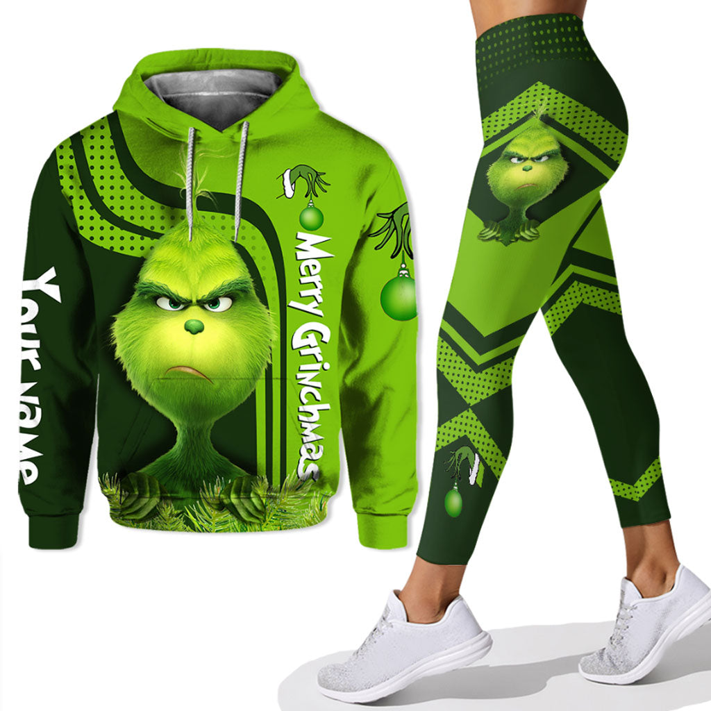 Personalized Grinch Hoodie and Leggings Custom Name Christmas Gift