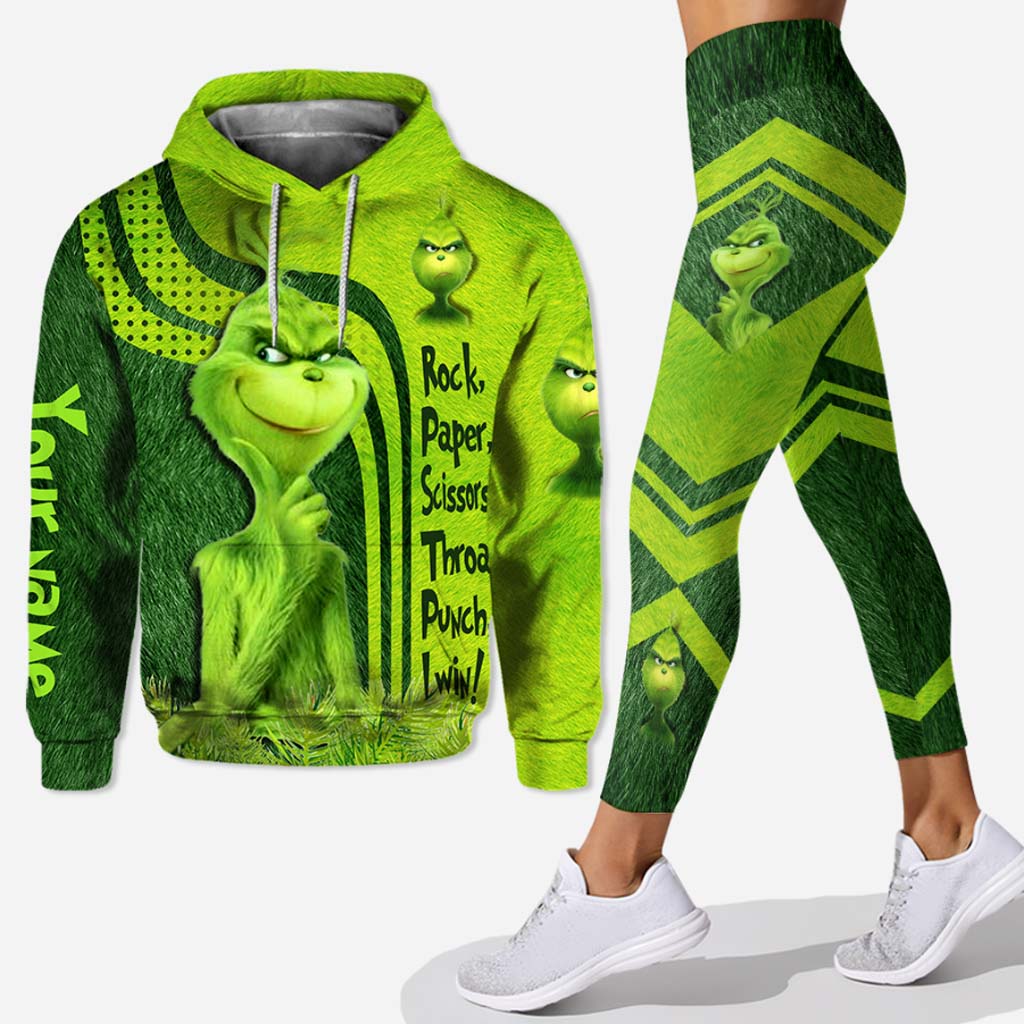 Personalized Grinch Hoodie and Leggings Set for Birthdays & Christmas