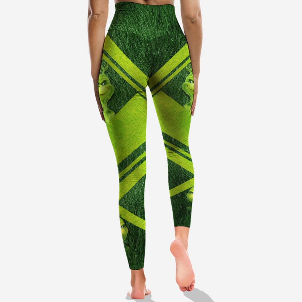 Personalized Grinch Hoodie and Leggings Set for Birthdays & Christmas