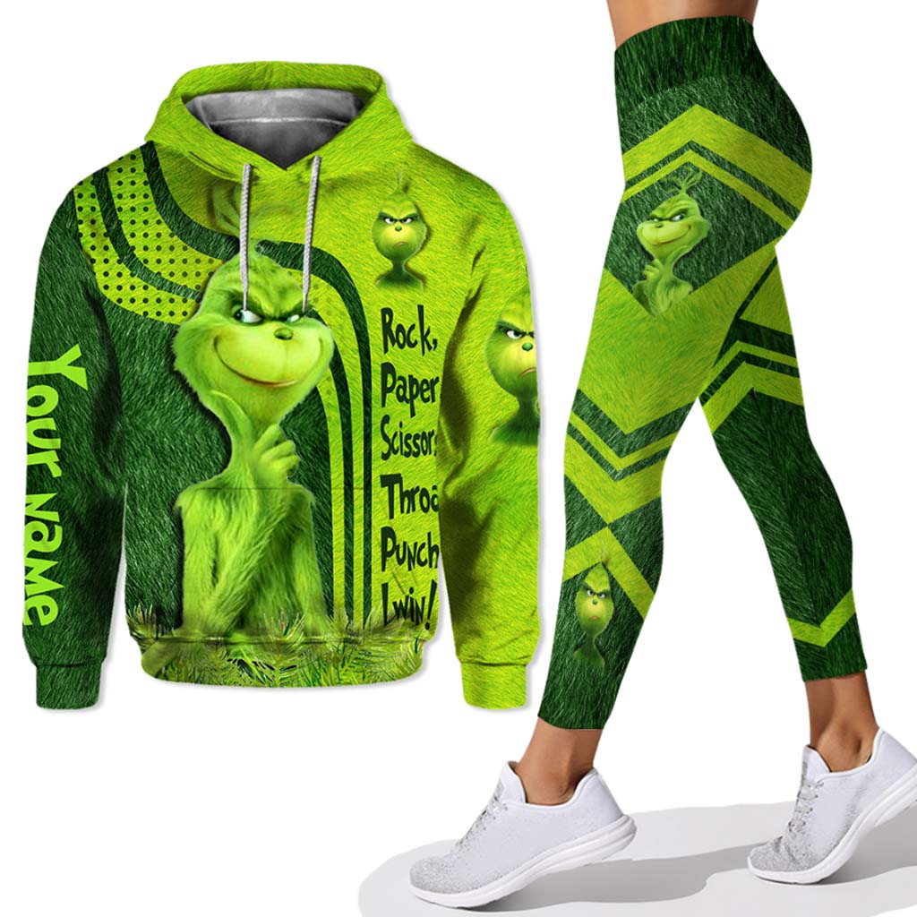Personalized Grinch Hoodie and Leggings Set for Birthdays & Christmas