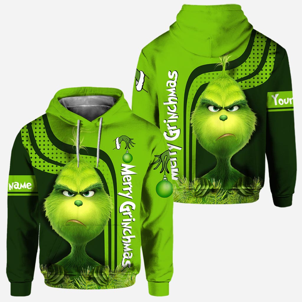 Personalized Grinch Hoodie Custom Name Holiday T-Shirt Gift