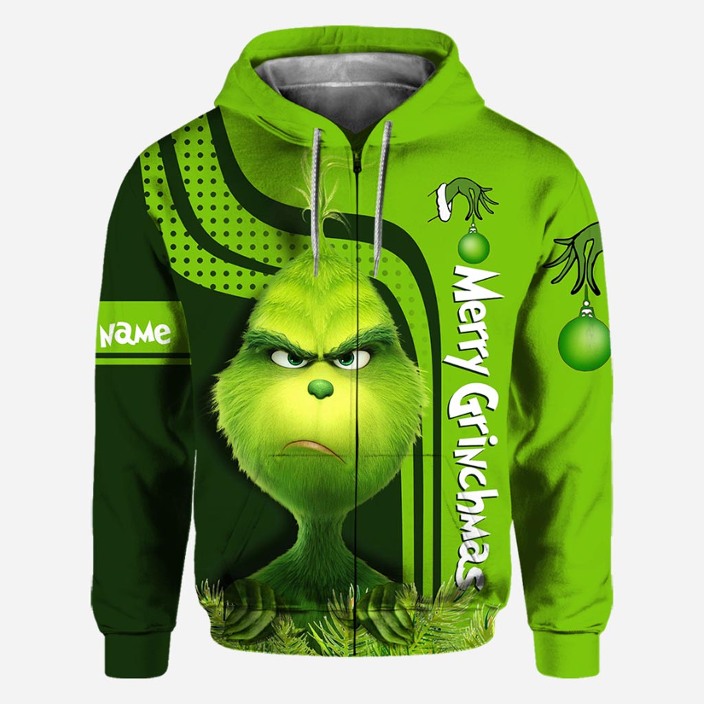 Personalized Grinch Hoodie Custom Name Holiday T-Shirt Gift