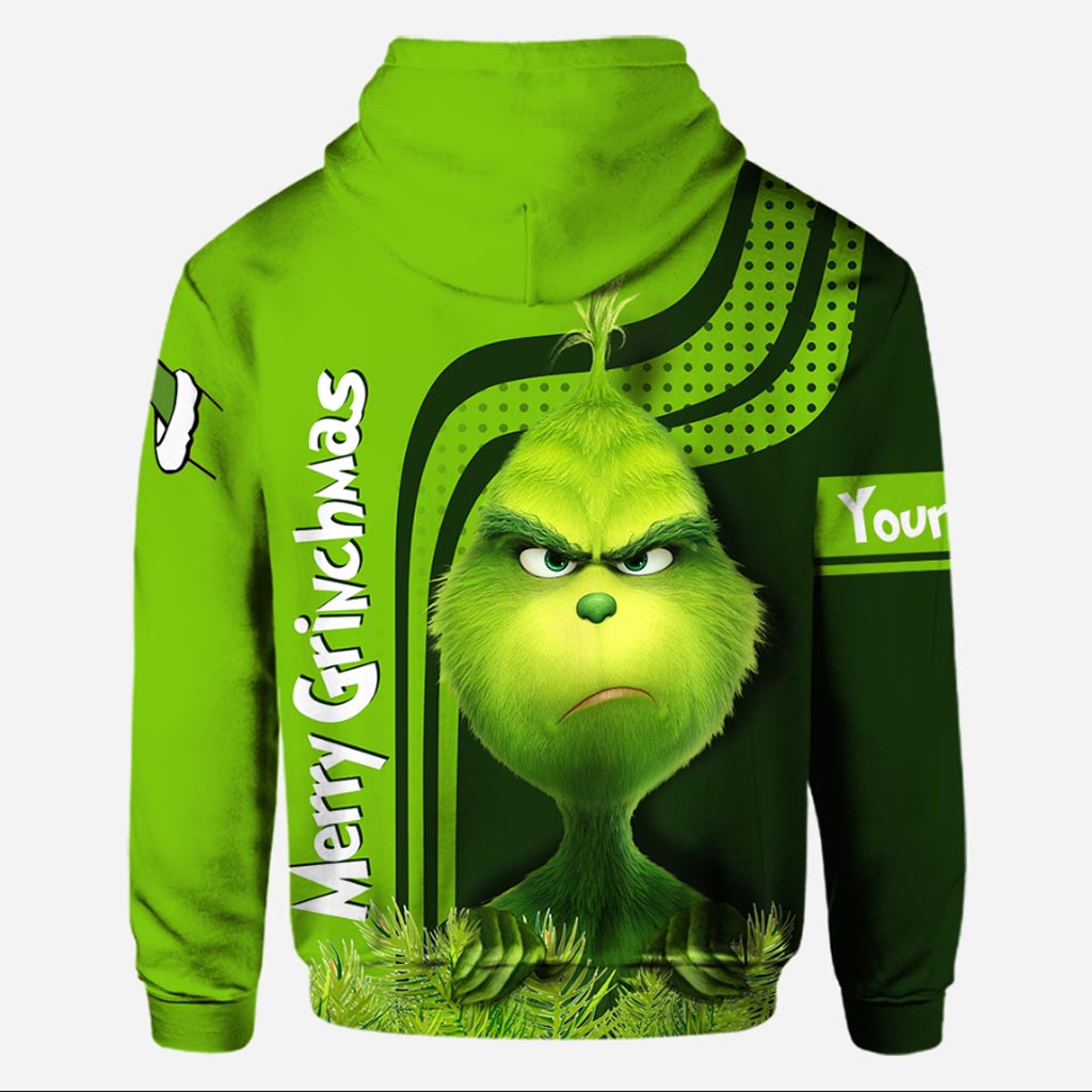 Personalized Grinch Hoodie Custom Name Holiday T-Shirt Gift