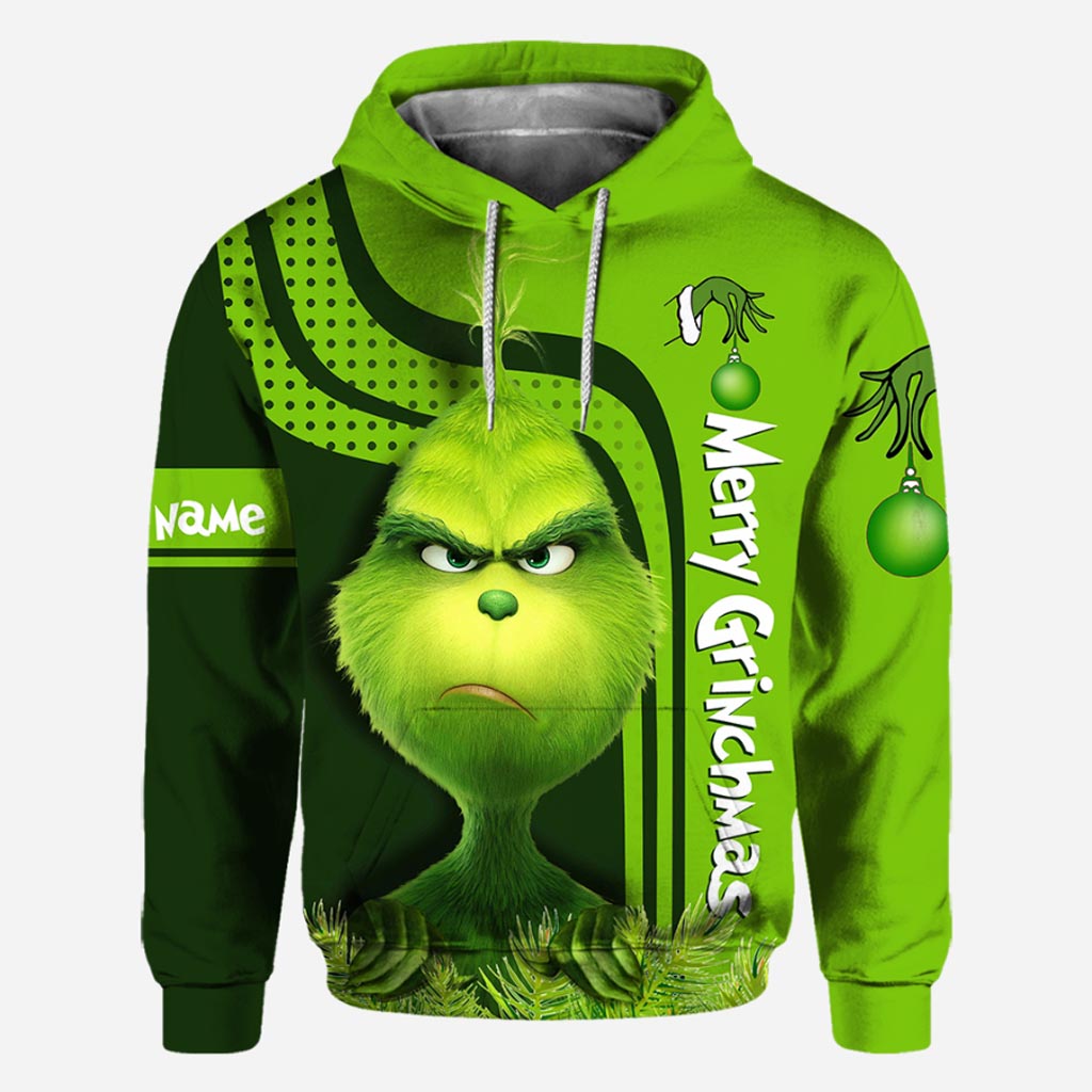 Personalized Grinch Hoodie Custom Name Holiday T-Shirt Gift