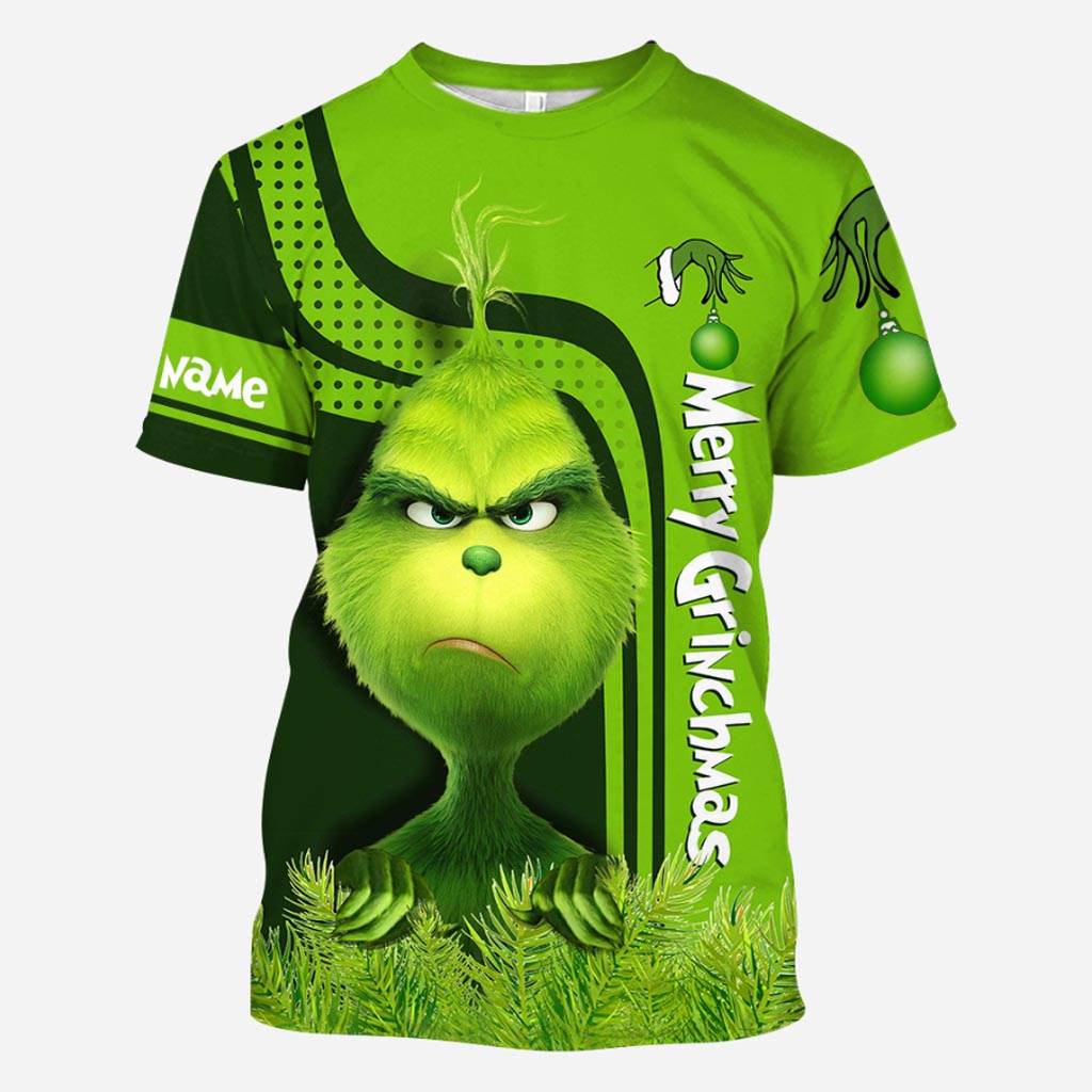 Personalized Grinch Hoodie Custom Name Holiday T-Shirt Gift