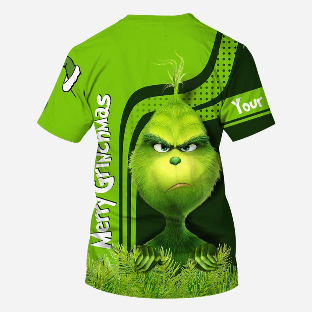 Personalized Grinch Hoodie Custom Name Holiday T-Shirt Gift