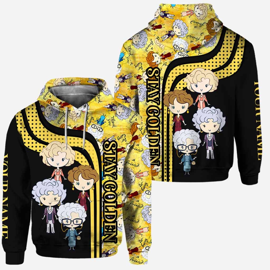 Personalized Stay Golden Hoodie and Leggings Set - Custom Name, Unique Gift for Friends