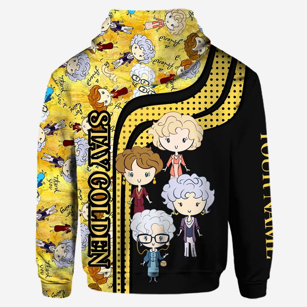 Personalized Stay Golden Hoodie and Leggings Set - Custom Name, Unique Gift for Friends