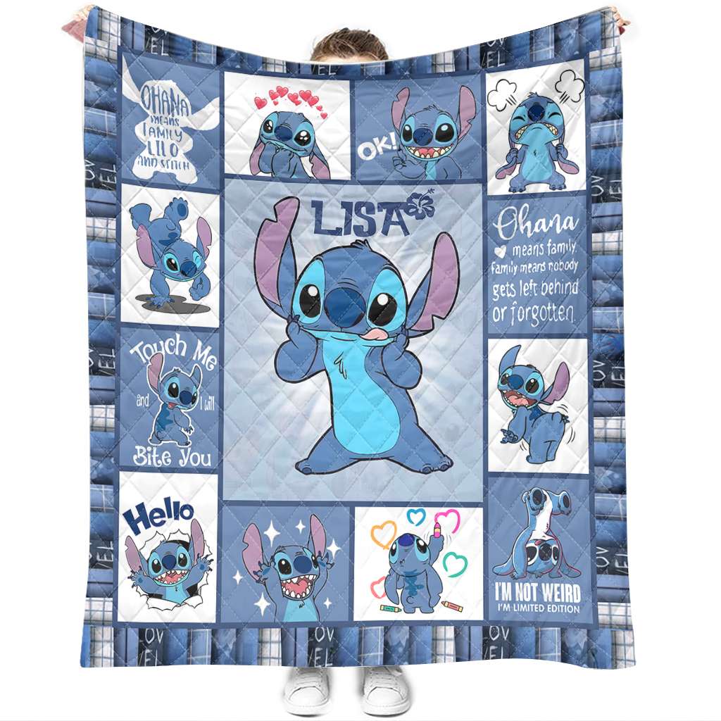 Personalized Ohana Quilt Custom Name Cozy Blanket Gift