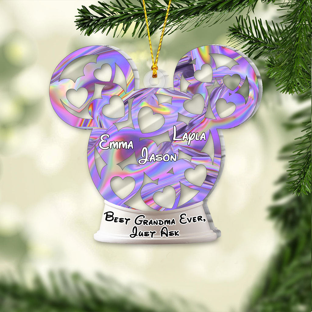 Personalized Christmas Grandma Transparent Ornament Custom Name Gift