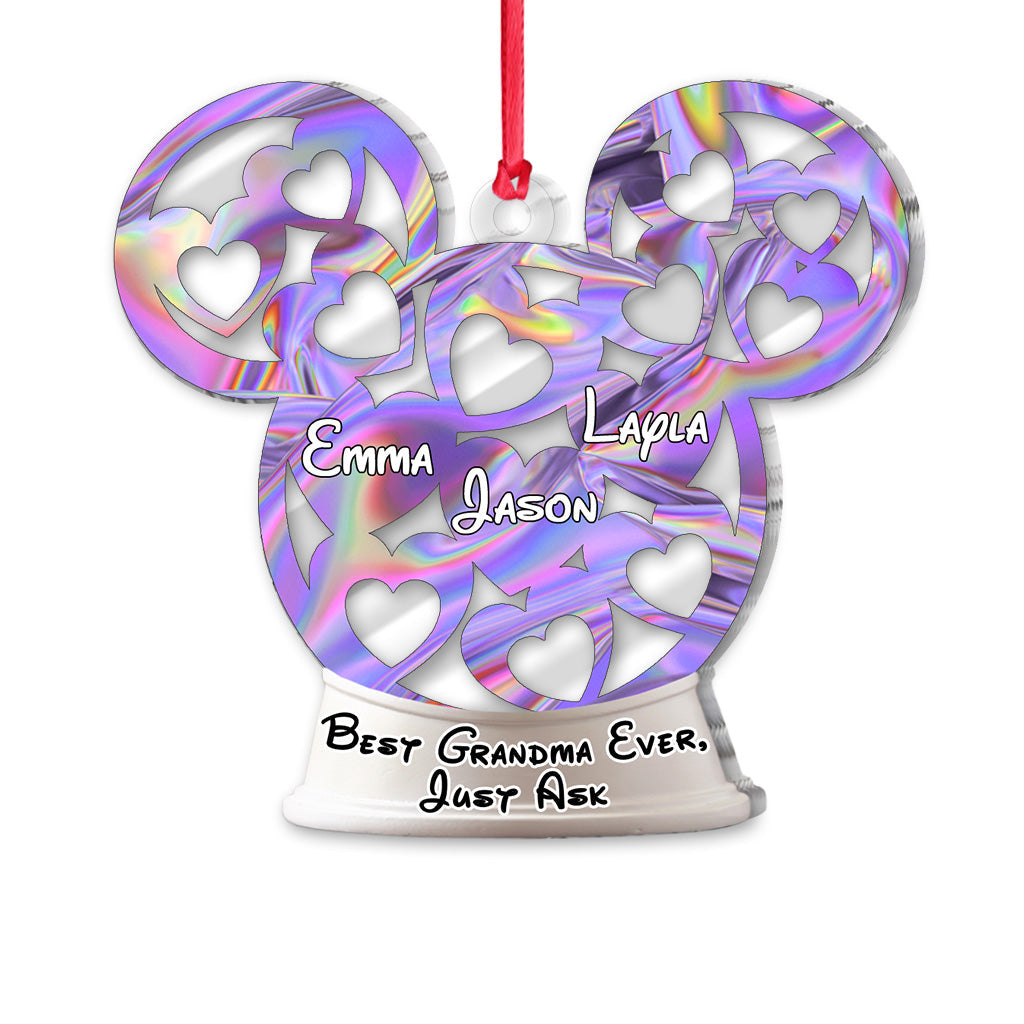 Personalized Christmas Grandma Transparent Ornament Custom Name Gift