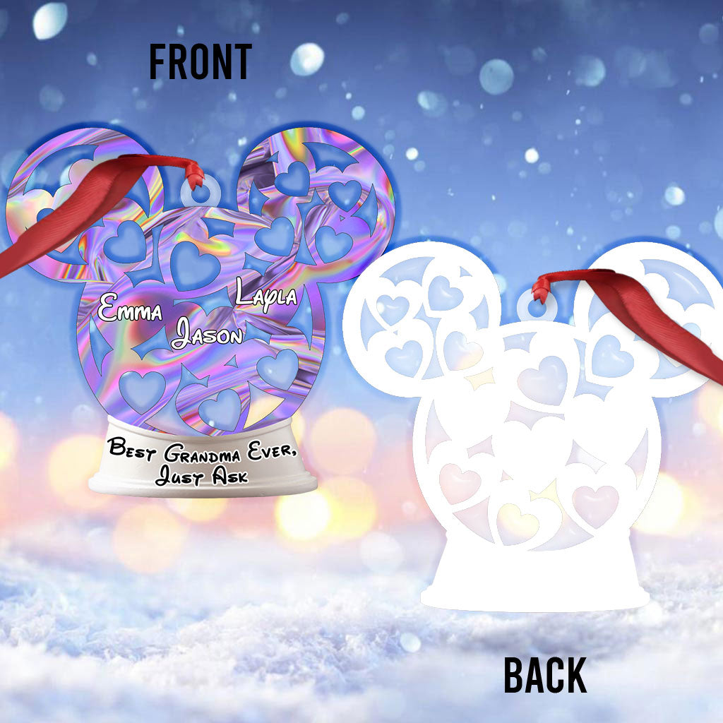 Personalized Christmas Grandma Transparent Ornament Custom Name Gift