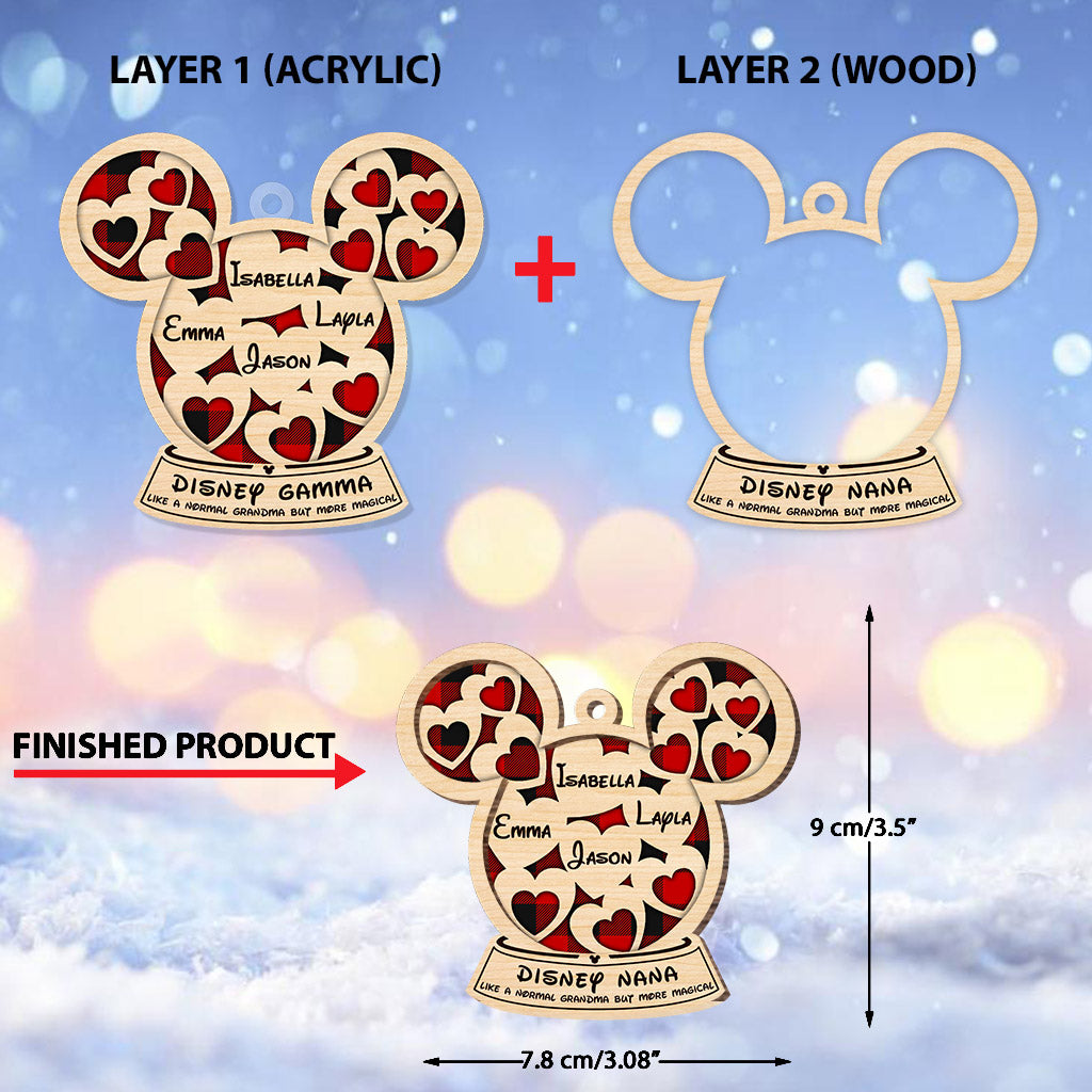 Personalized Mickey Mouse Layered Ornament Gift for Grandma