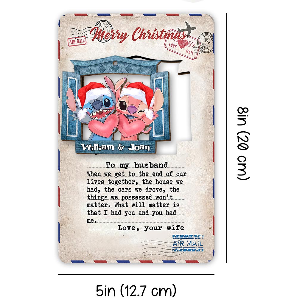 Personalized Wooden Christmas Pop Out Ornament for Couples