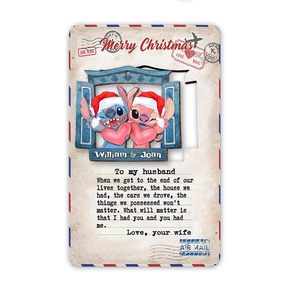 Personalized Wooden Christmas Pop Out Ornament for Couples