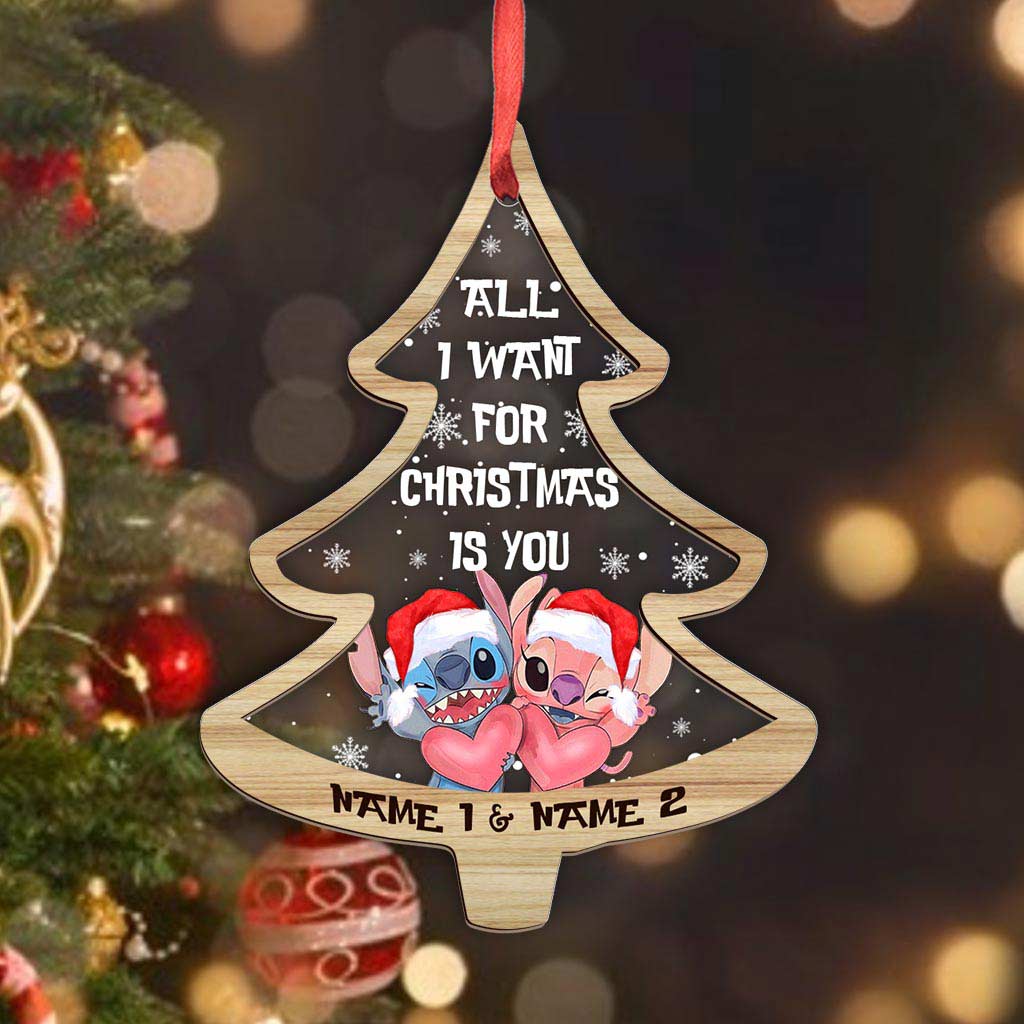Personalized Christmas Tree Ornament All I Want Is You Custom Names Gift for Couples