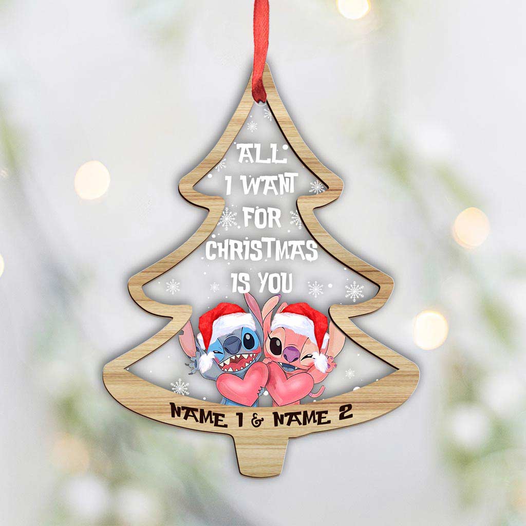 Personalized Christmas Tree Ornament All I Want Is You Custom Names Gift for Couples