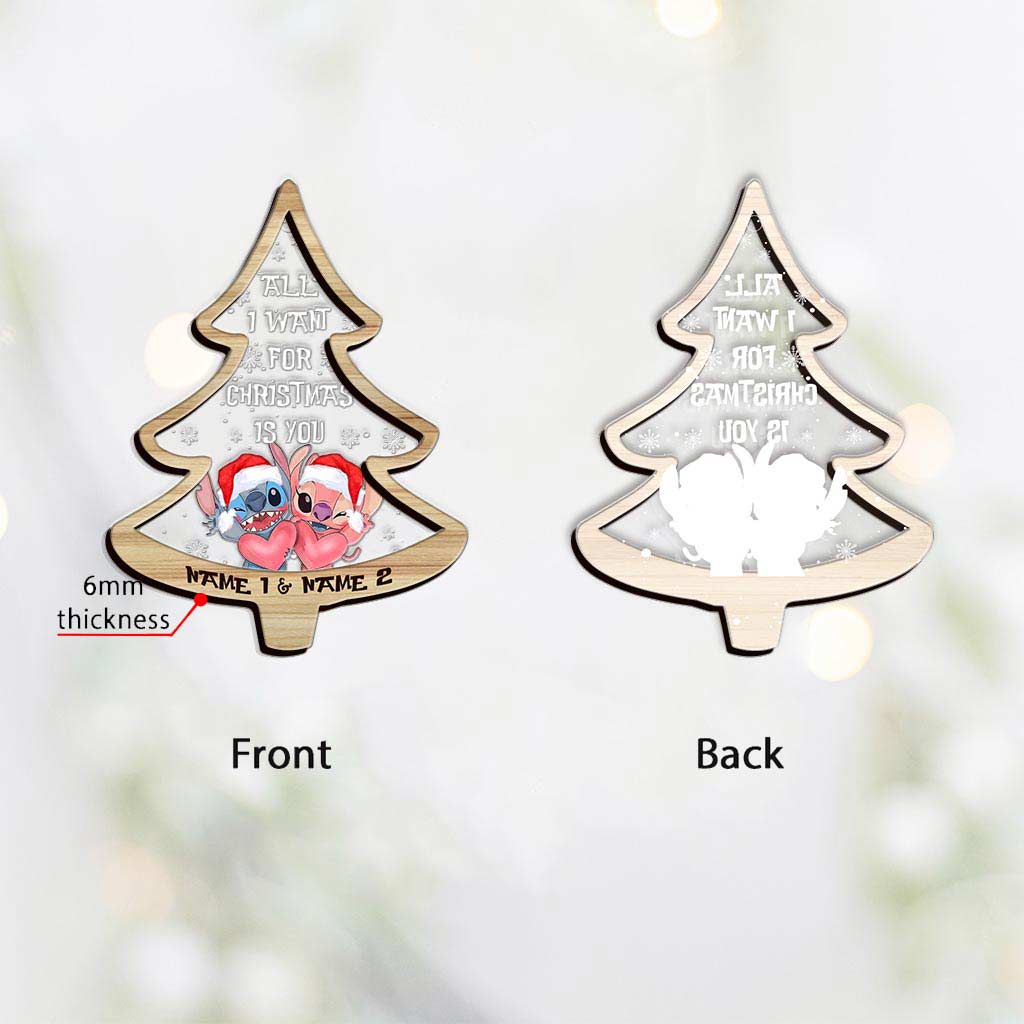 Personalized Christmas Tree Ornament All I Want Is You Custom Names Gift for Couples