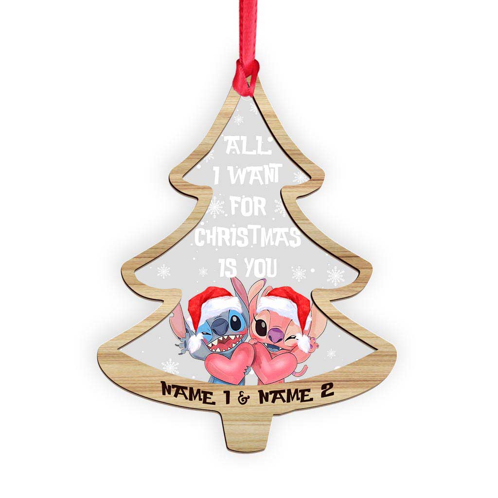 Personalized Christmas Tree Ornament All I Want Is You Custom Names Gift for Couples