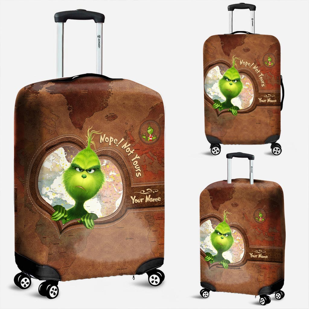 Personalized Grinch Luggage Cover Custom Name Travel Gift