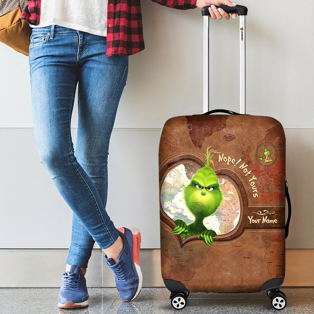 Personalized Grinch Luggage Cover Custom Name Travel Gift
