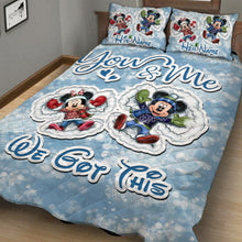 Load image into Gallery viewer, Personalized Christmas Mouse Quilt Set Custom Names Gift for Couples
