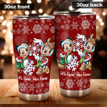 Load image into Gallery viewer, Personalized Christmas Tumbler with Snowflakes &amp; Names for Couples

