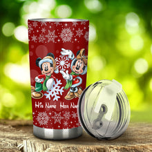 Load image into Gallery viewer, Personalized Christmas Tumbler with Snowflakes &amp; Names for Couples
