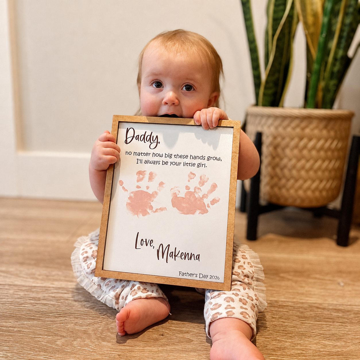 Personalized Wooden Handprint Sign Gift for Dad - Father's Day Plaque