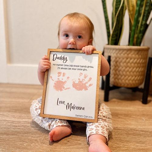 Personalized Wooden Handprint Sign Gift for Dad - Father's Day Plaque