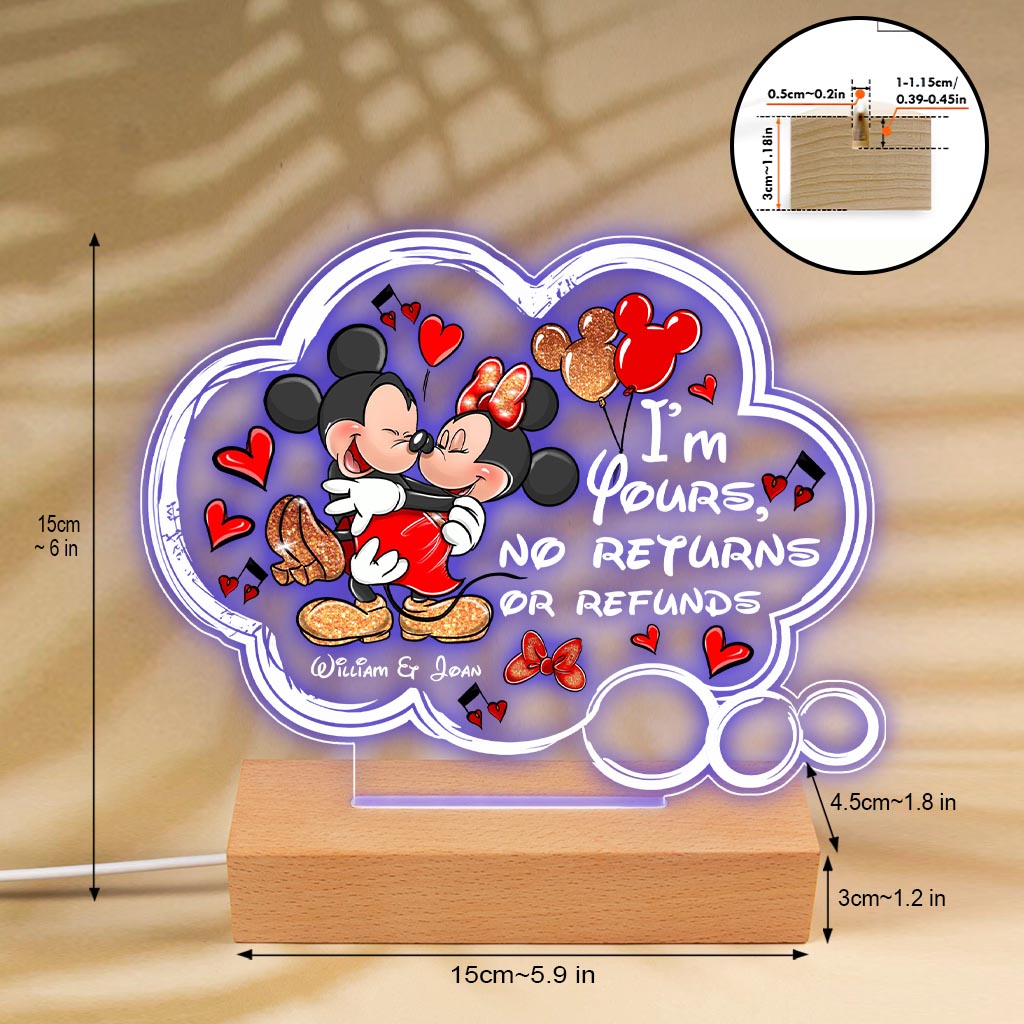 Personalized Mouse Shaped Plaque Light Base Unique Couple Gift