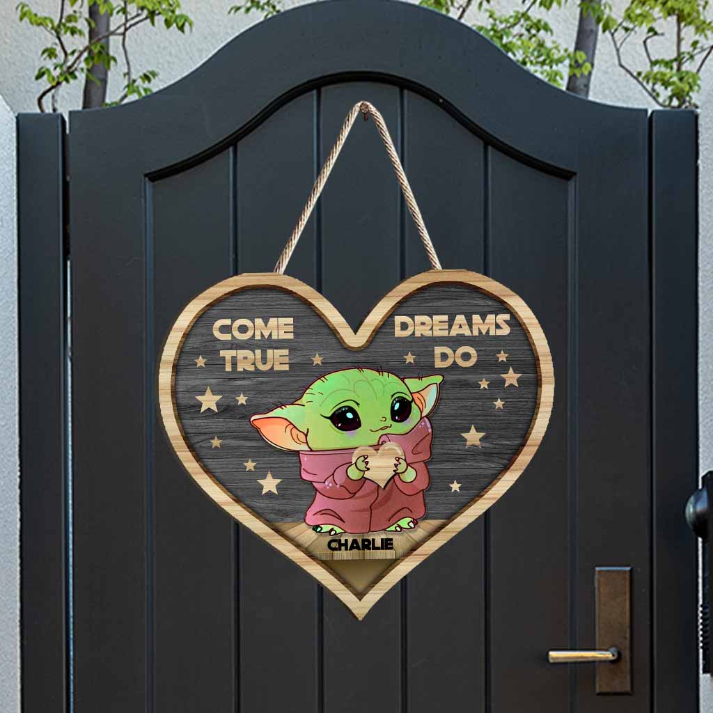 Personalized Heart Wood Sign with 3D Pattern Custom Gift for Kids