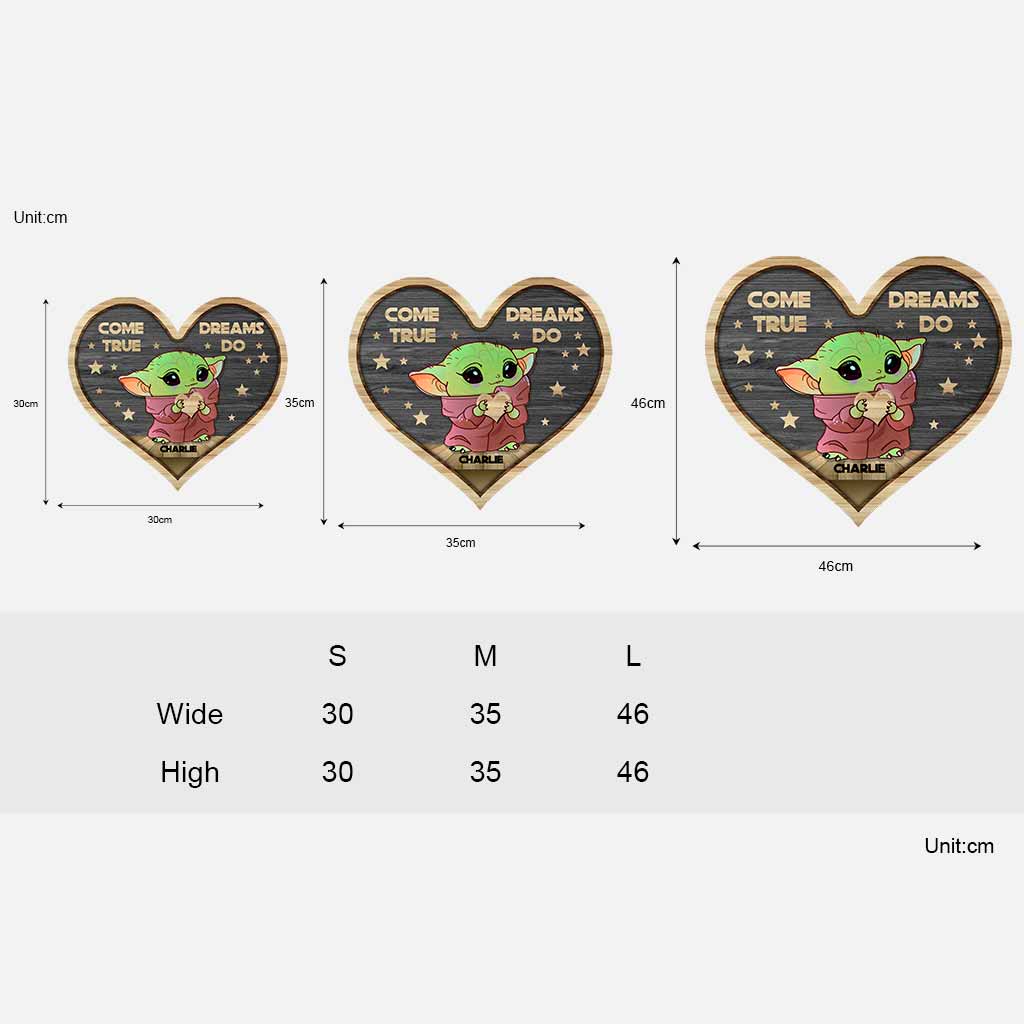 Personalized Heart Wood Sign with 3D Pattern Custom Gift for Kids