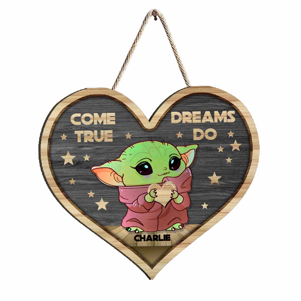 Personalized Heart Wood Sign with 3D Pattern Custom Gift for Kids
