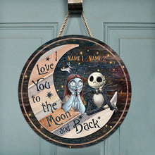 Load image into Gallery viewer, Personalized Round Wood Sign Love You To The Moon Gift for Couples

