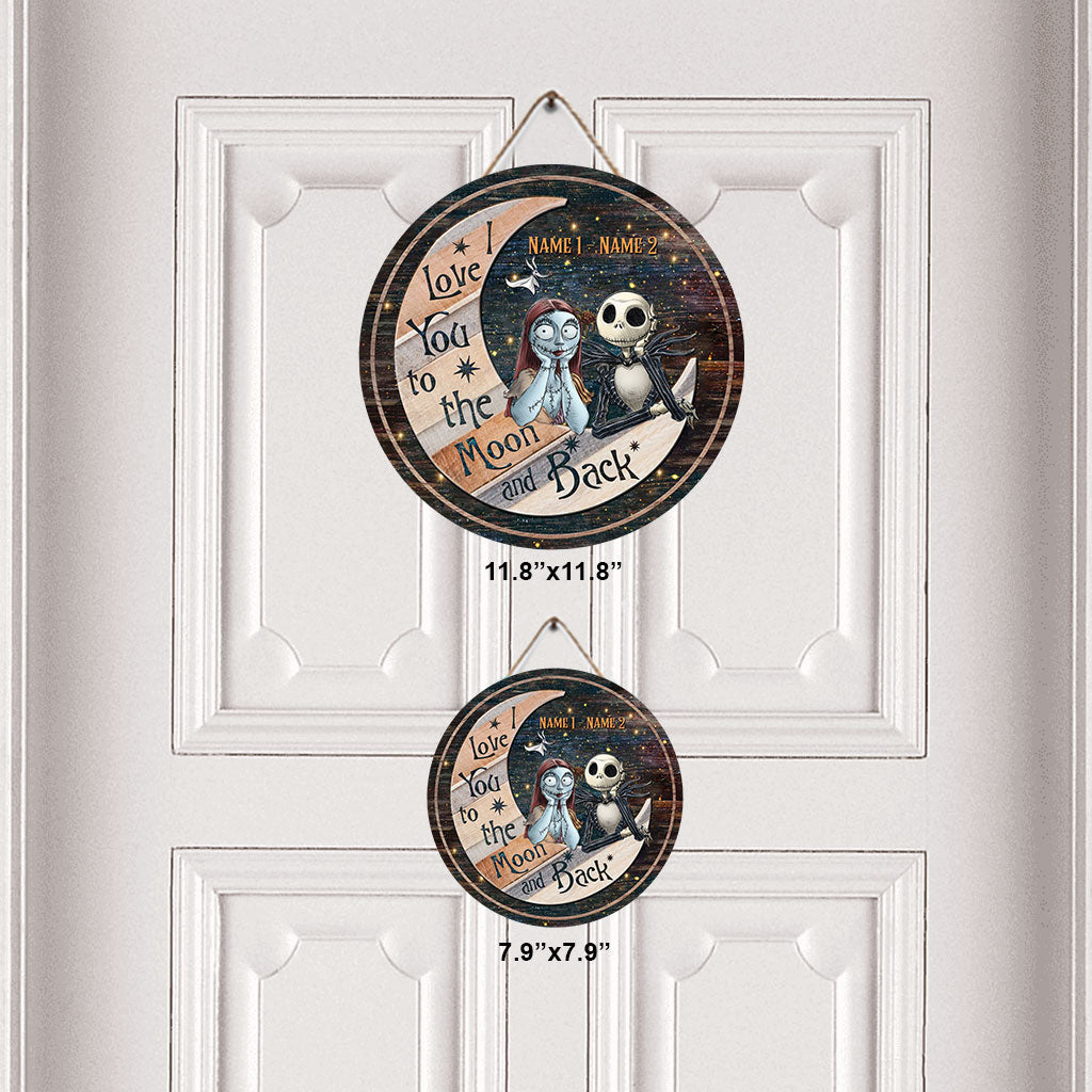 Personalized Round Wood Sign Love You To The Moon Gift for Couples