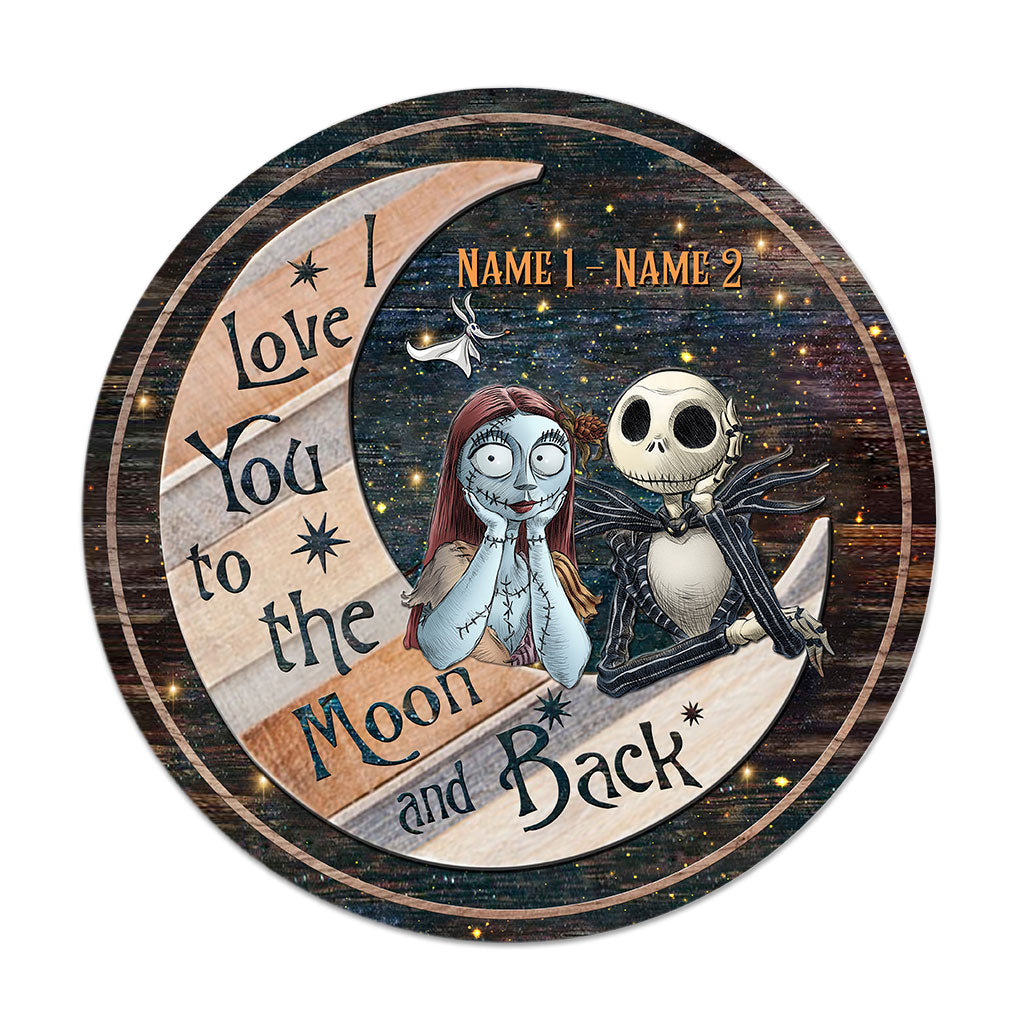Personalized Round Wood Sign Love You To The Moon Gift for Couples